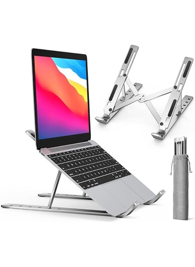 SkyTouch Laptop Desk Stand, Foldable Portable Laptop Stand made of ABS + Silicone, Notebook Stand with Well-Ventilated Cooling for MacBook Pro Air, Lenovo, Dell, HP, Laptops and Tablets - Image 1
